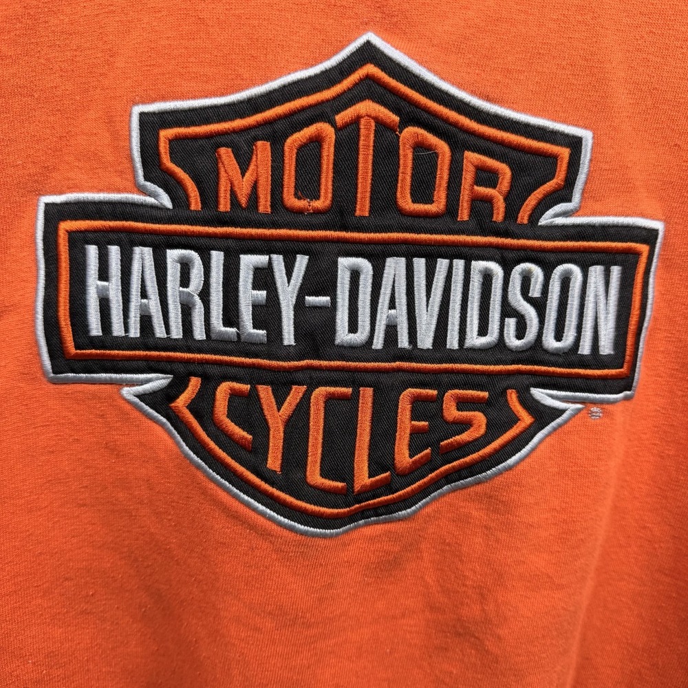Vintage‎ Harley Davidson Motorcycles Sweatshirt Mens Orange V Insert Embroidered